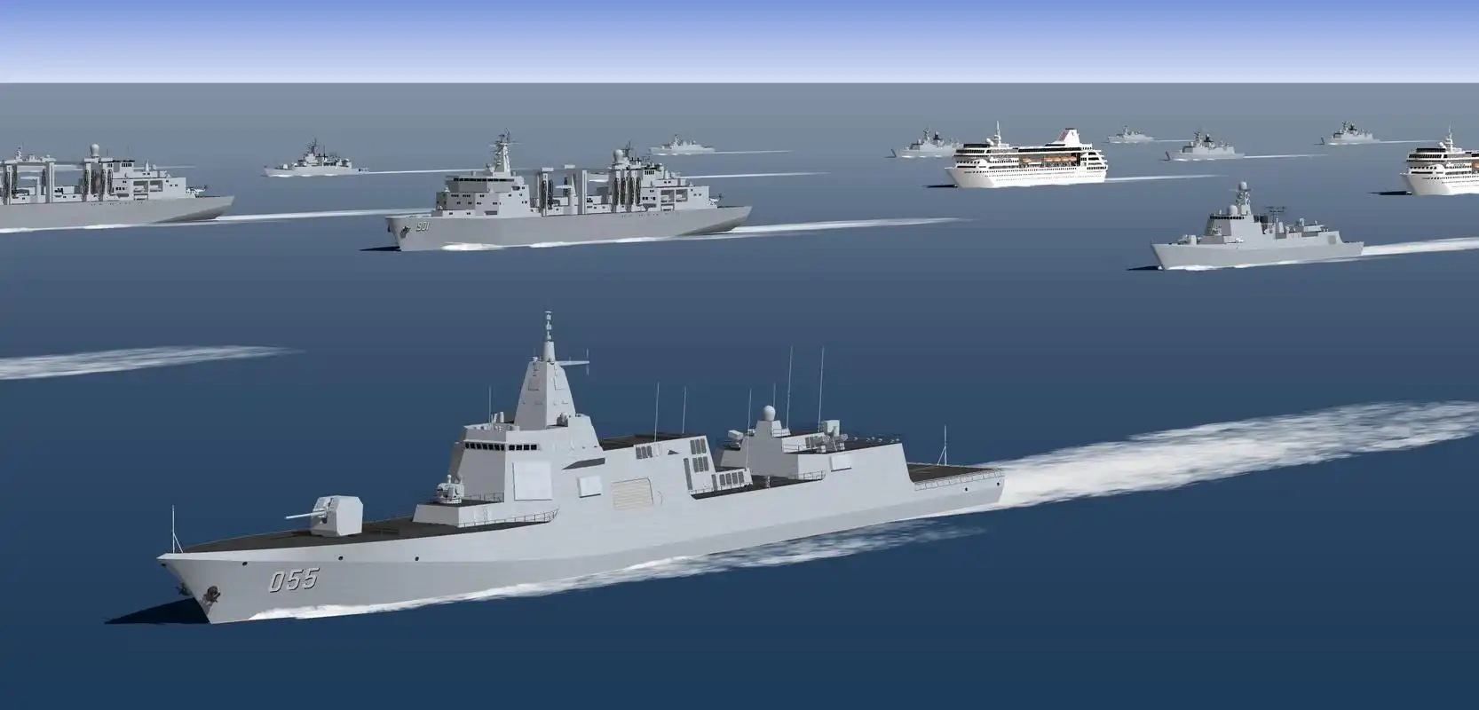 国旗上舰,055第3,4号舰超清大图,或6月1日下水!