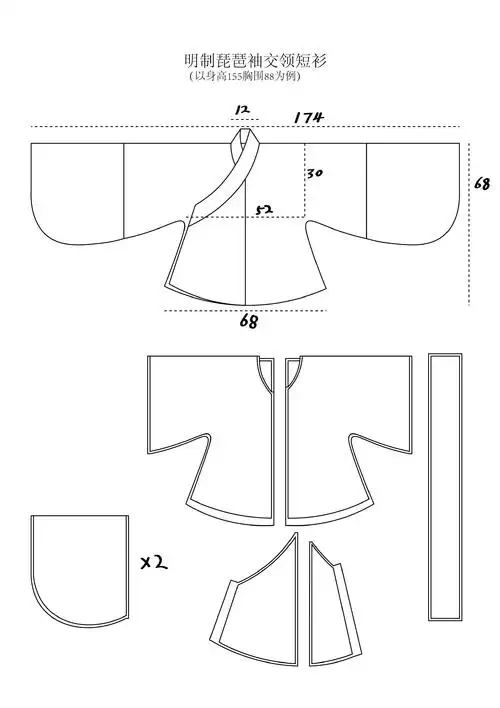 汉服版型以及裁剪示意图 非全展.