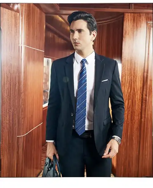 男外套新郎帅气秋季常规职场英伦风潮流蓝色联系客服可选1扣2扣可定制