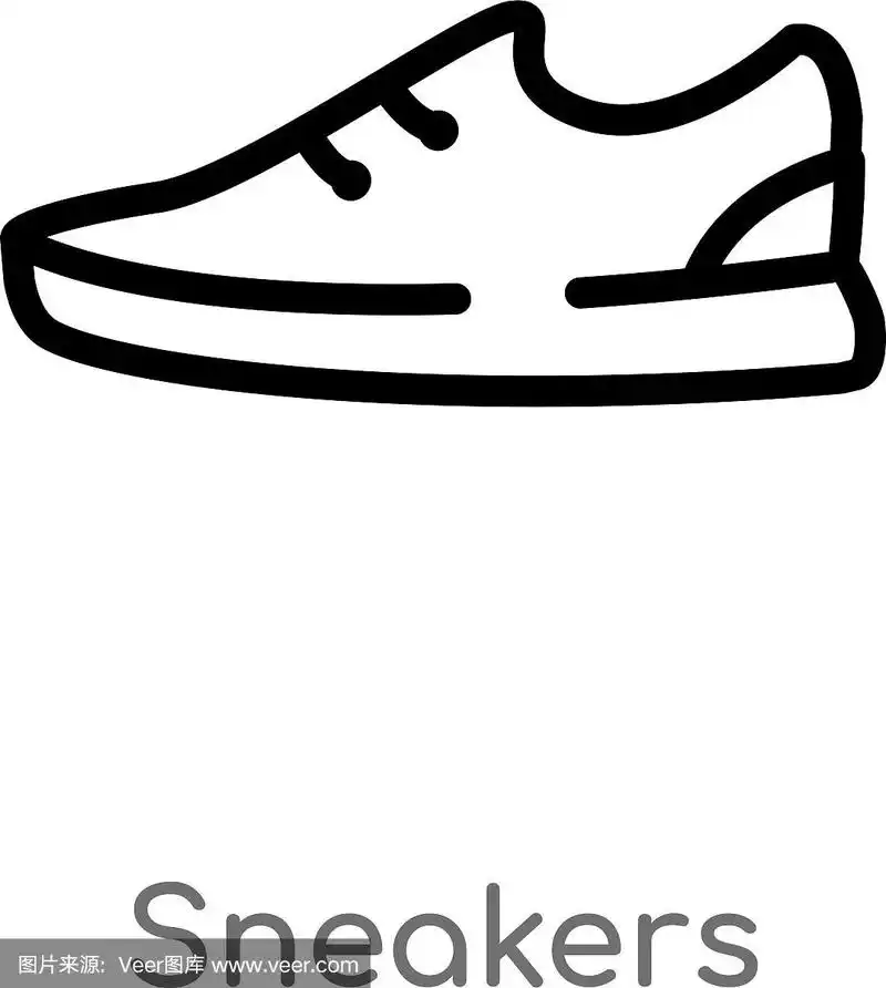 轮廓运动鞋图标孤立黑色简单线