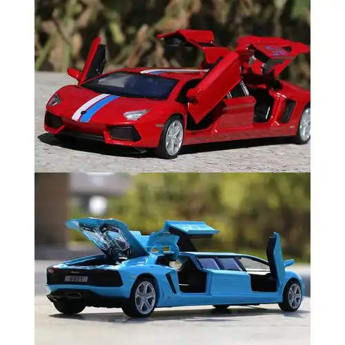 1:32兰博基尼加长版合金小汽车模型声光仿真金属男孩儿童玩具车 加长