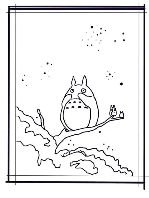 纸雕灯龙猫78线稿分享下篇预告风景