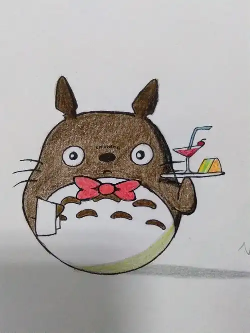 手绘学习之临摹第二幅:可爱的龙猫服务生