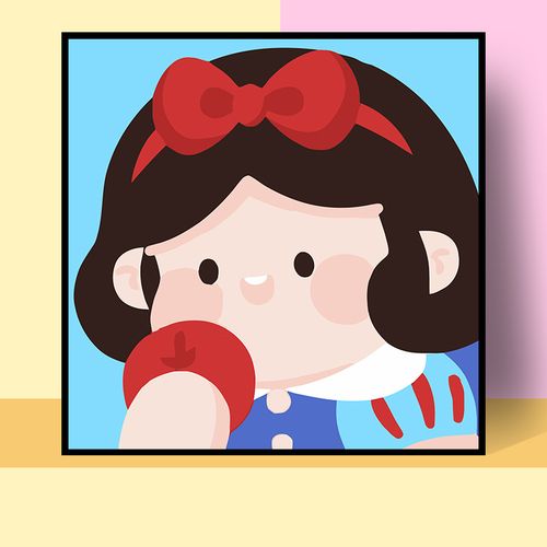 diy数字油画迪士尼q版白雪公主儿童卡通动漫手工填色填充油彩画