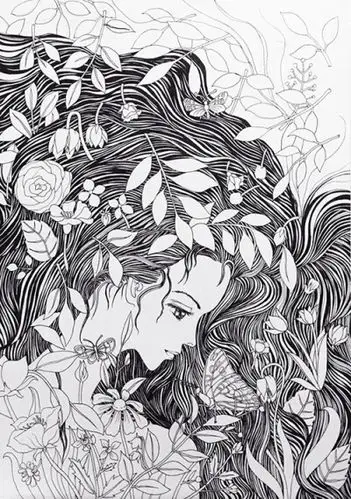 春的黑白装饰画