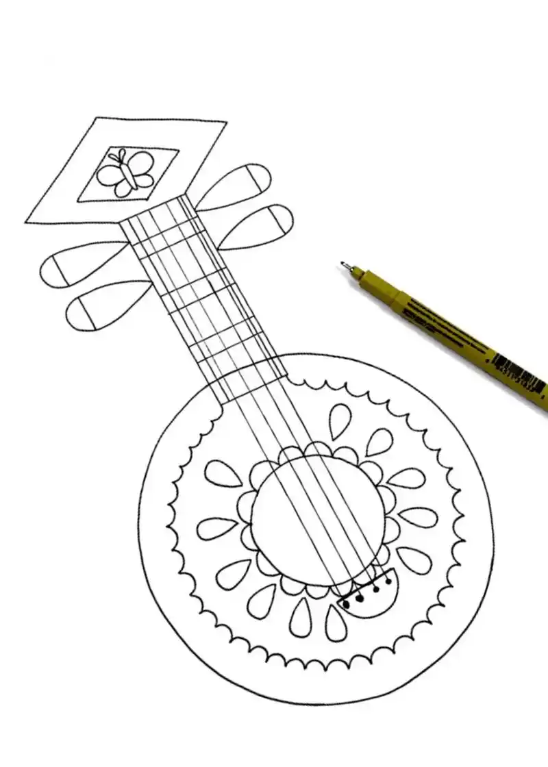 中国传统乐器月琴创意画