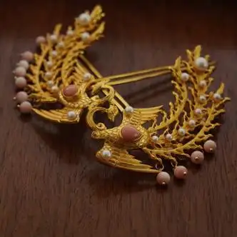 莱杉镀金凤凰珍珠发簪发钗步摇汉服新娘头饰饰品款式送朋友礼物凤凰