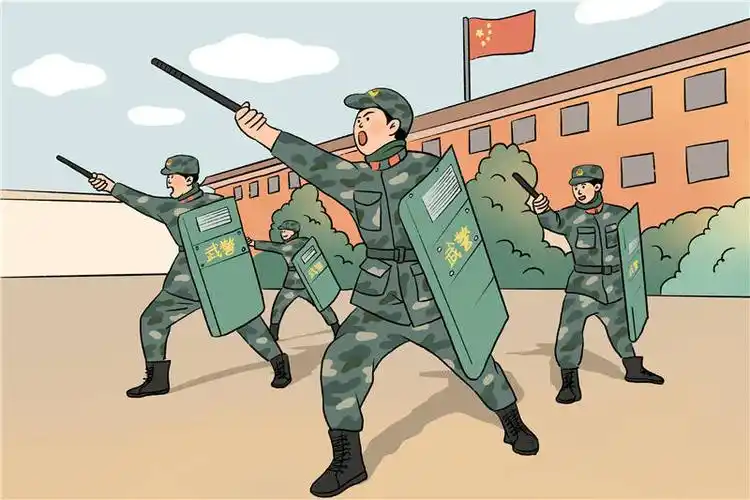 军营漫画武警官兵两会学习时间