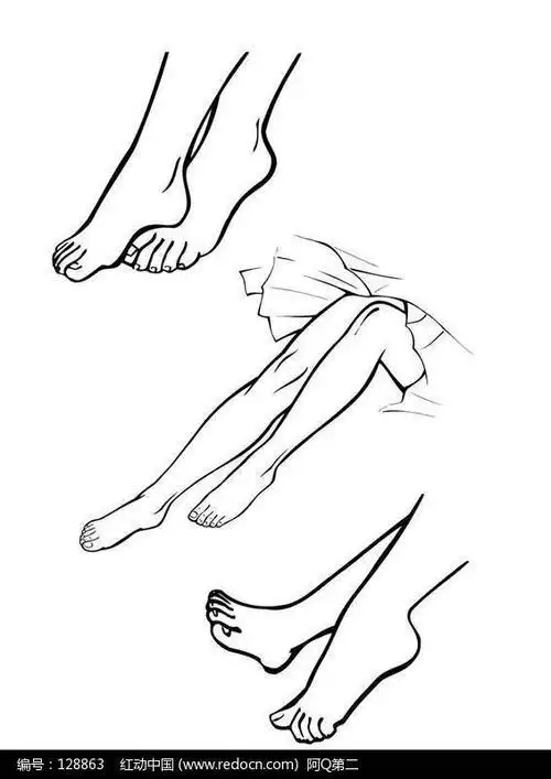 简笔画小女生的腿和脚