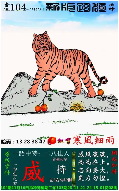 (104期)本站最新精解跑狗 104期澳门跑狗一字记之曰:【威】  威风凛凛