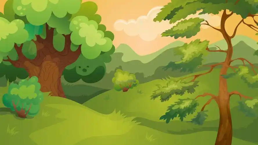 晚间,树林,游戏,背景,矢量,卡通,林地