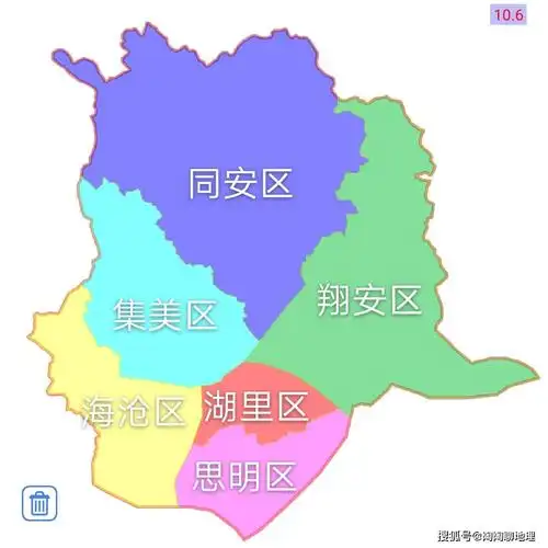 原创福建省厦门市6区建成区面积排名最大是集美区最小是思明区