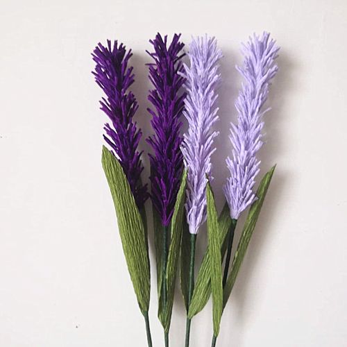 皱纹纸薰衣草成品手工花diy纸艺手作花褶皱纸皱纹纸花手工课作业