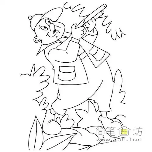 拿枪的日本鬼子队长简笔画(1)