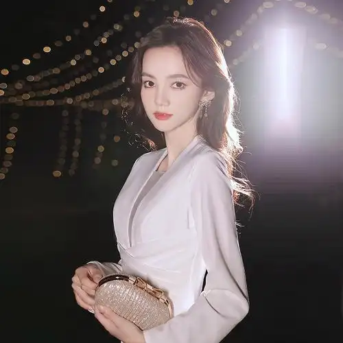 晚礼服女2021新款长袖白色气质端庄大气高端主持人宴会爆款鱼尾裙