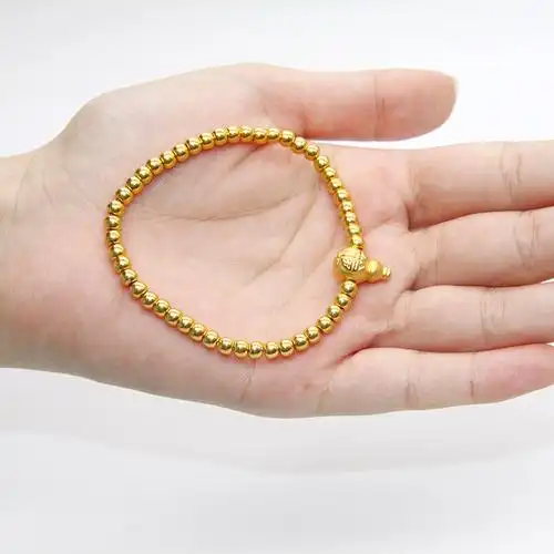 黄金女款足金999手链传承古法小金珠吊坠挂饰光珠纯金珠子手链百搭