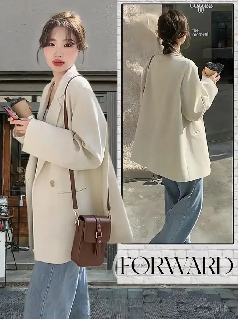 姐妹们!好看的休闲米色西装给你们找来了 - 抖音