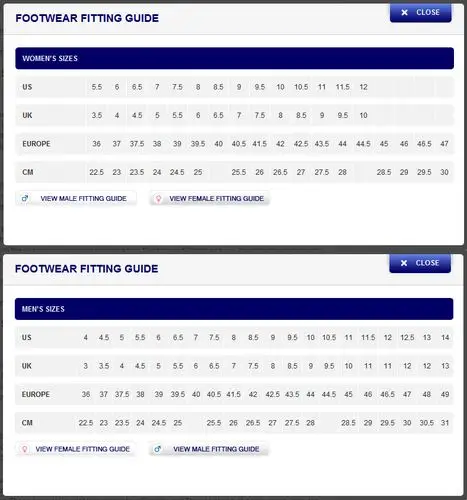 asics鞋码选择技巧之官方尺码对照表:有位跑步爱好者看上了一双亚瑟士