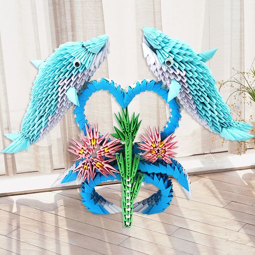 手工三角插diy三角插折纸教程包学会海洋之心海豚之恋材料包套装