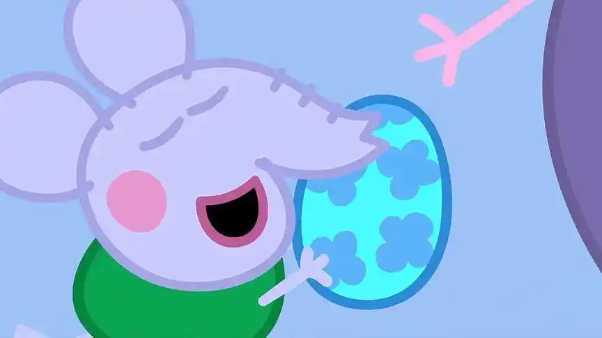 小猪佩奇,小象埃德蒙的耳朵后面藏了一颗彩蛋,哈哈,好好笑啊!