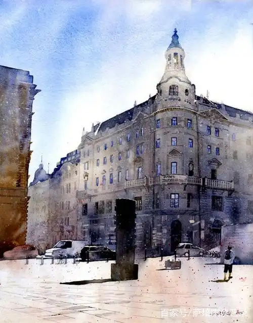 在渲染中勾画建筑,grzegorz wróbel水彩作品欣赏.