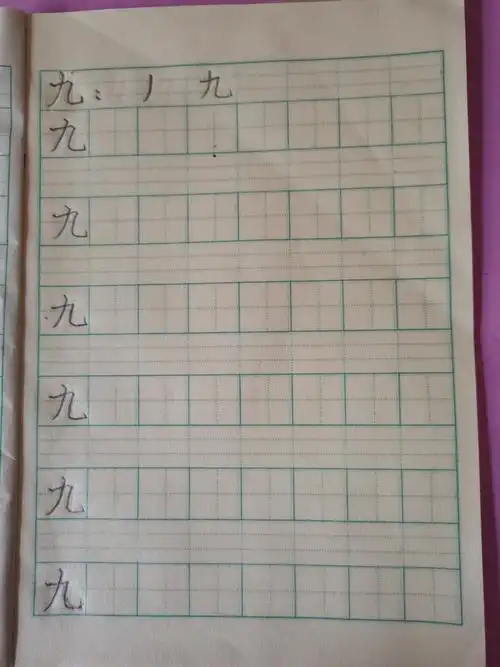 书写生字"九"