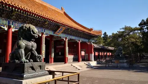 颐和园最为壮观的排云殿关上了它的大门,只有门前的一对铜狮气势依旧.