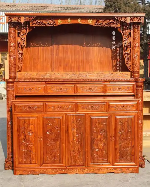 155对联佛龛套柜北京佛龛厂家生产定做佛龛佛堂设计寺庙修缮