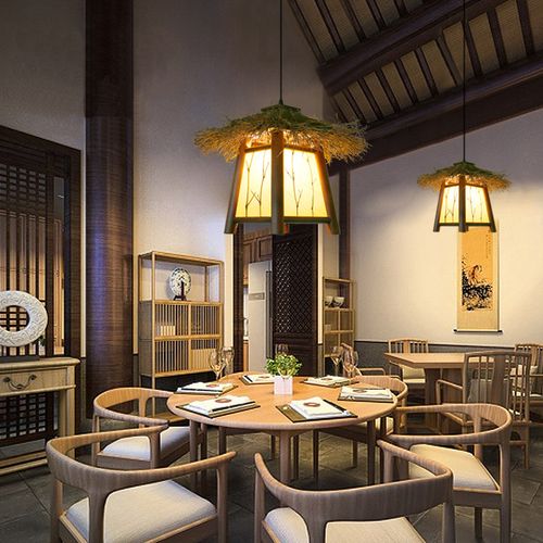 中式仿古实木竹吊灯庭院灯过道藤灯餐厅茶楼农家乐民宿创意竹艺灯