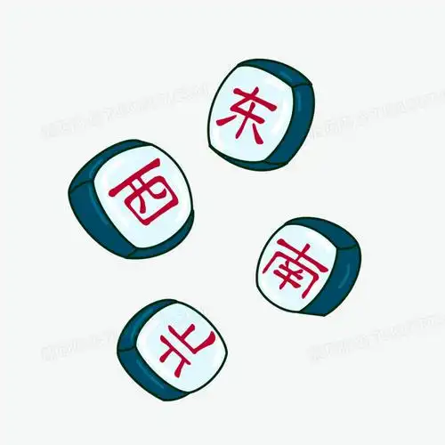 卡通手绘麻将东南西北素材