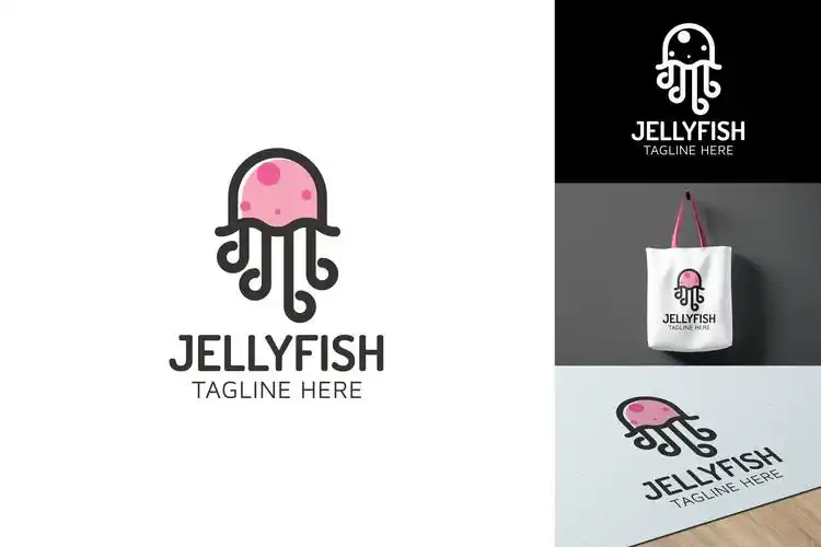 水母图形logo商标设计模板jellyfish–logotemplaterb
