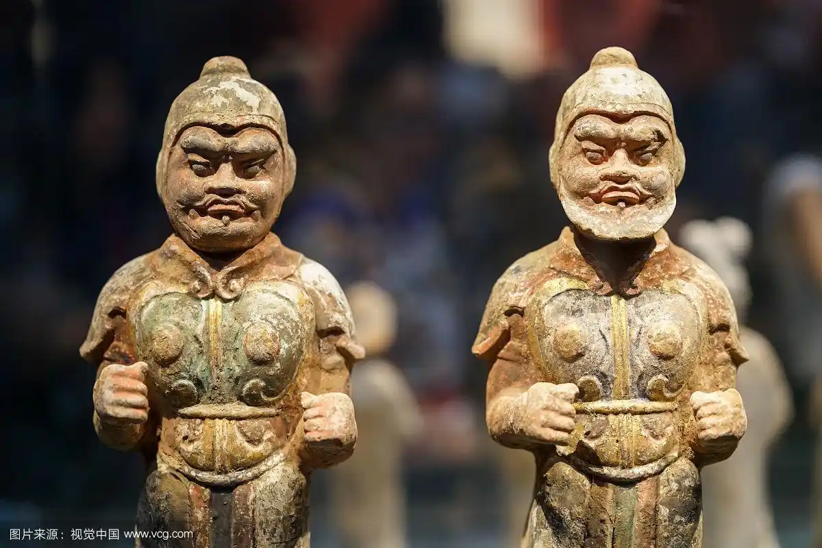 西安陕西博物馆彩绘贴金武士俑