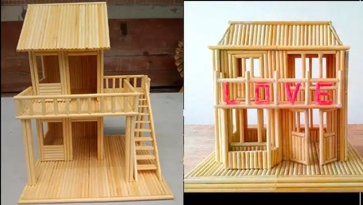 《一次性筷子diy手工制作房子摩天轮工艺品创意两头平圆棒竹棒批发 5.