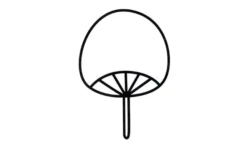 扇子简笔画幼儿园儿童简笔画《小熊小老虎扇子》圆形扇子上荷花简笔画