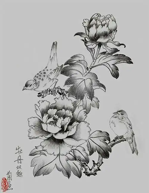 简笔画花鸟大图