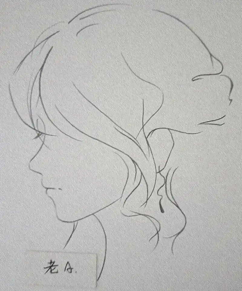 侧脸手绘过程图