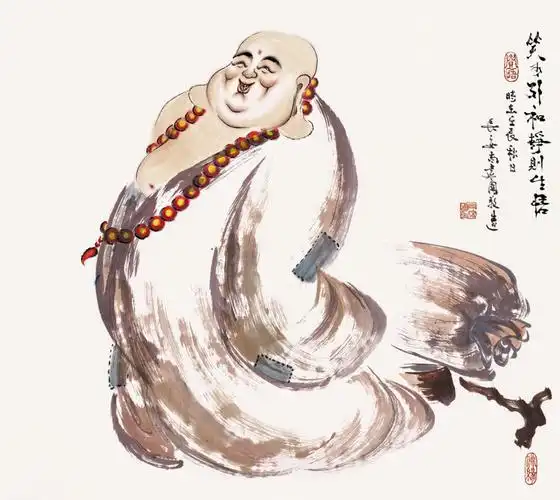 尚建国国画作品《【大自在弥勒佛6】作者尚建国》