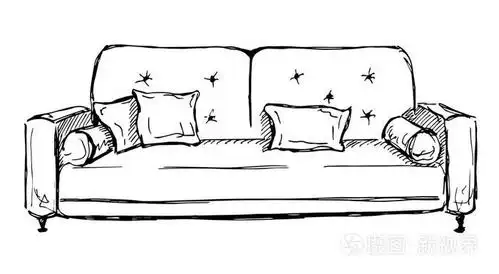 白色背景上孤立的沙发.在素描风格的矢量图