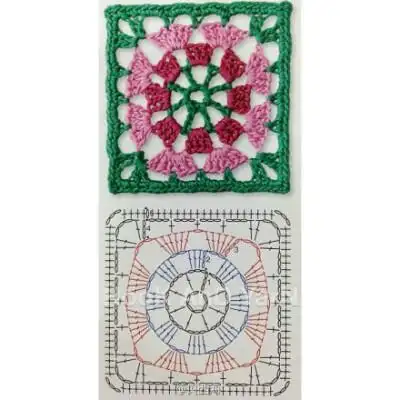 【贝西海の分享】#钩针 花片 杯垫 图解 分享#方形花片&amp;杯垫