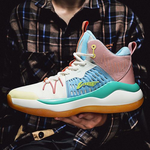 国货李宁音速驭帅11利刃高帮篮球鞋男减震球鞋体育实战运动鞋 白紫