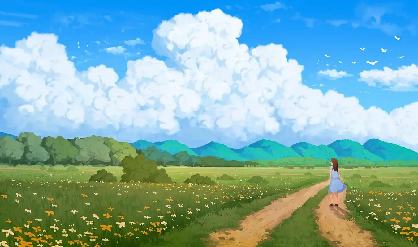 动漫壁纸 「  云朵是通往梦境的入口  」 - 抖音