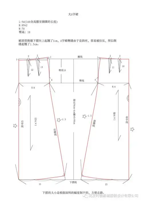 大a字裙制版裁剪图