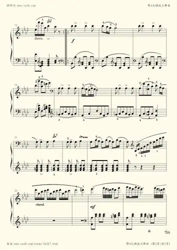 钢琴谱 - 降a大调波兰舞曲-肖邦 考级