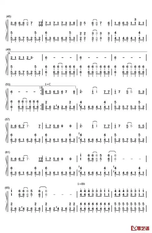 again钢琴简谱-数字双手-yui3