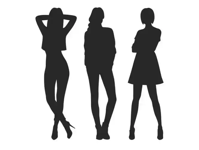 时尚女性人物剪影插画