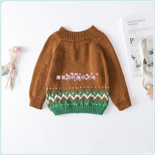 瑞星 喵夫人大雪儿童棒针提花插肩毛衣-编织教程-编织人生