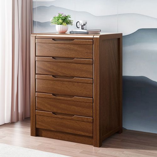 全实木五斗柜胡桃色多层五斗柜实木柜整装包邮送货上门