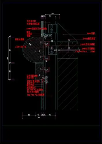 cad结构图 cad效果图 dwg 玻璃幕墙大样 黑色 图纸下载 ,cad玻璃幕