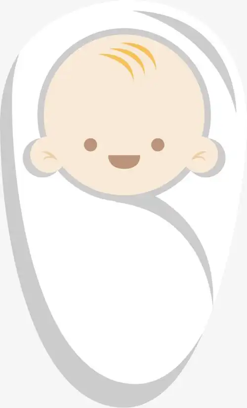 矢量手绘襁褓里的男婴