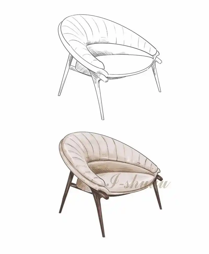 【意大利扶手椅家具单体 手绘线稿】 工具:procreate - 抖音